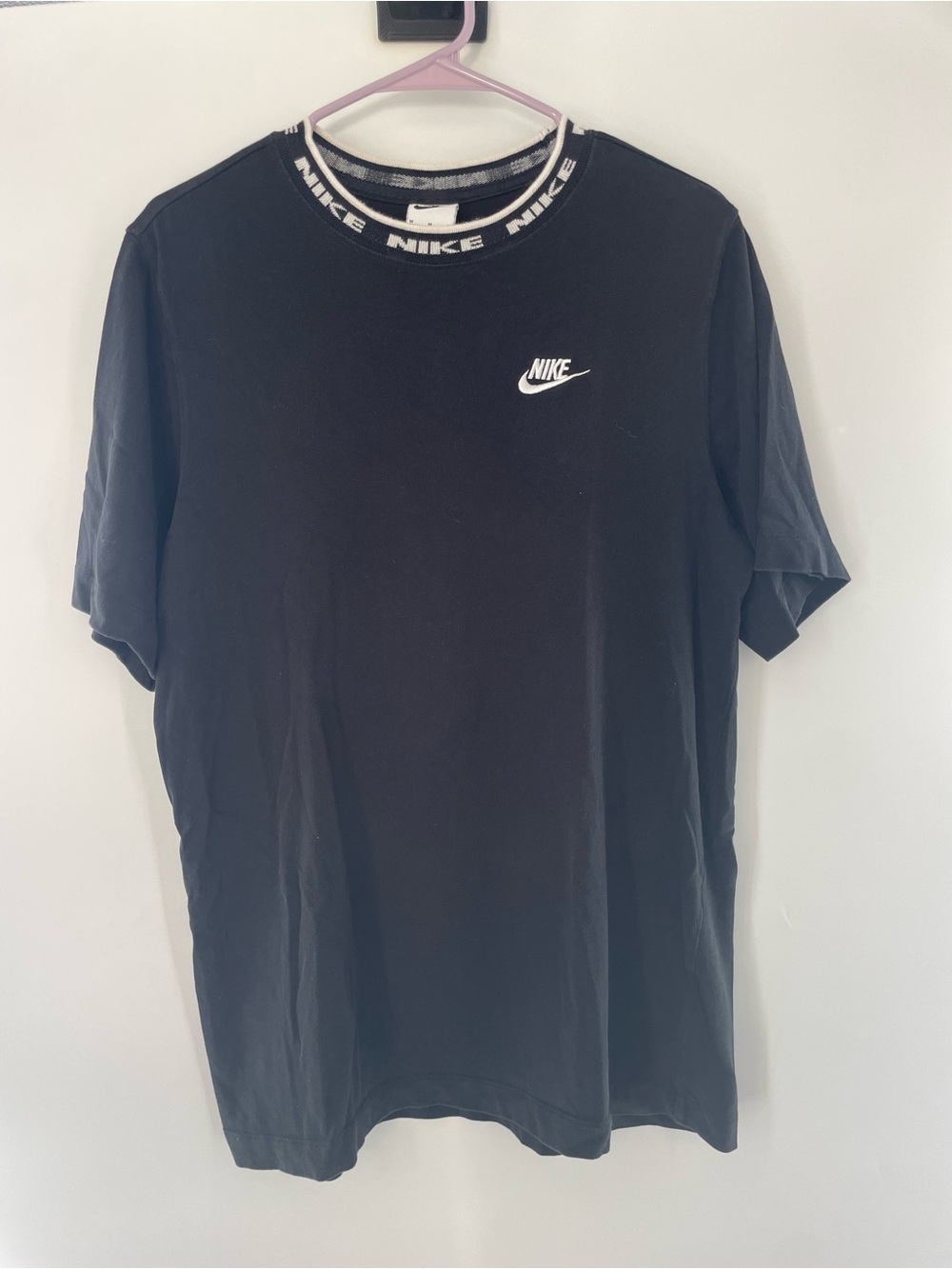 Nike Black Short Sleeve Logo Tee with Branded Neck